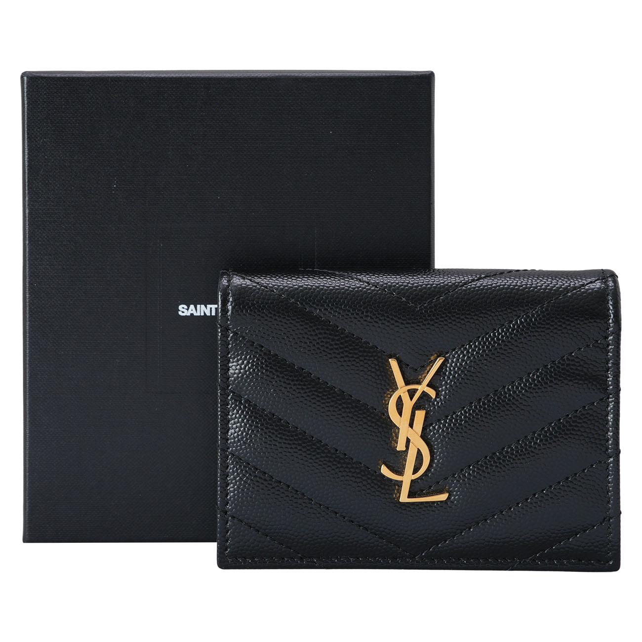 YVES SAINT LAURENT(USED)생로랑 668290 모노그램 쉐브론 반지갑
